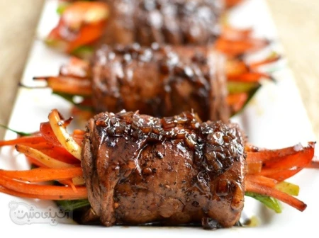 رول استیک بالزامیکی با سبزیجات