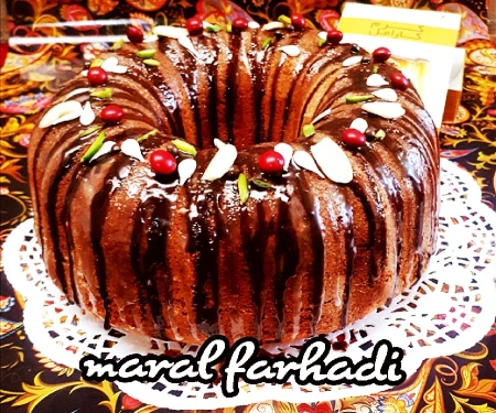 کیک با پودر کرم کارامل