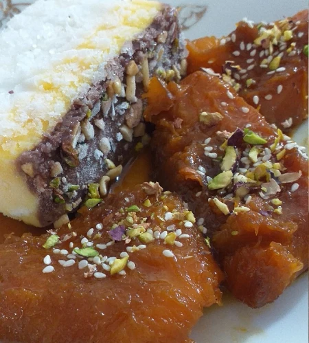 دسر کدو حلوایی و بستنی