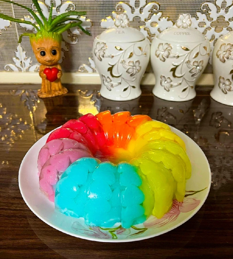 عکس ژله رنگین کمان قلبی