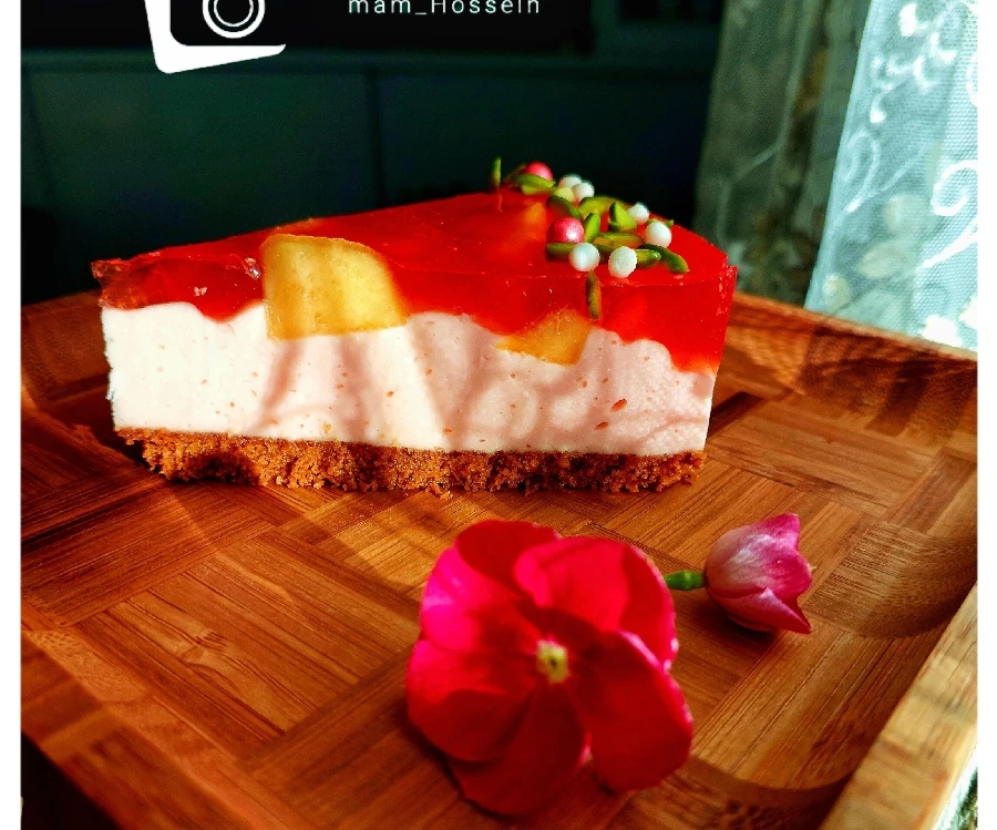 عکس چیز کیک یخچالی به روش آسان