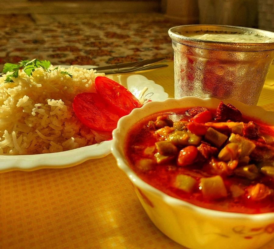 عکس خوراک گوشت و لوبیا 