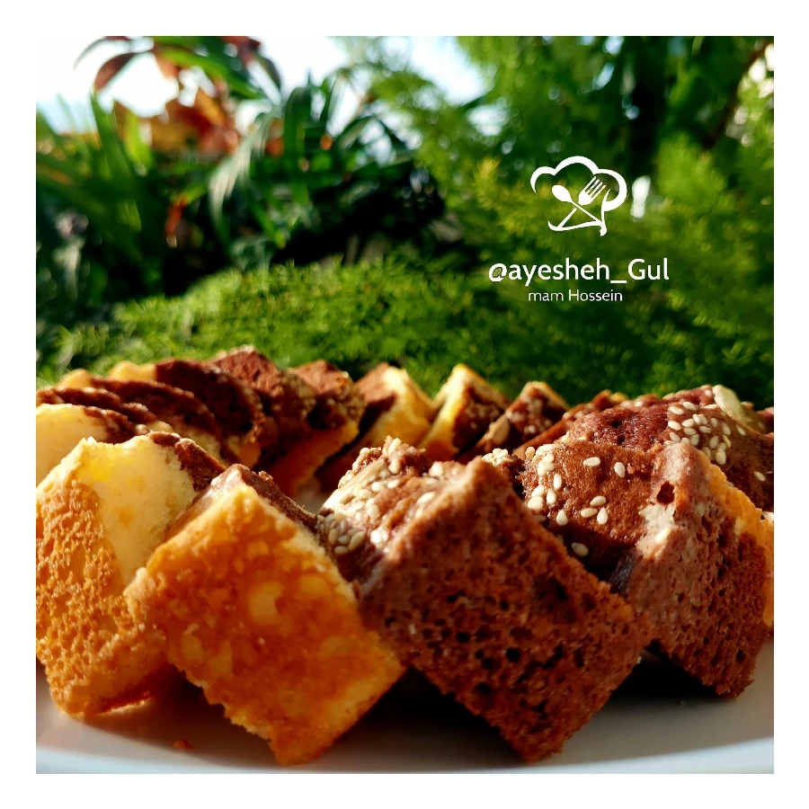 عکس پخت حرفه ای کیک عصرانه(دو رنگ)