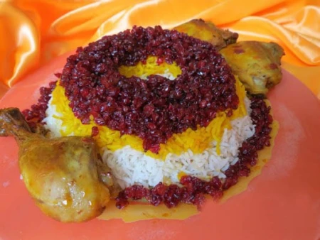 زرشک پلو با مرغ مجلسی